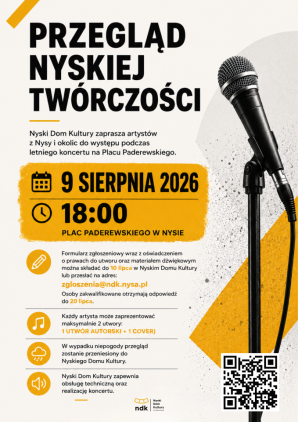 Przegląd Nyskiej Twórczości – Zaproszenie dla Artystów Kliknięcie w obrazek spowoduje wyświetlenie jego powiększenia