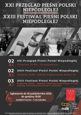 XXI PRZEGLĄD PIEŚNI POLSKI NIEPODLEGŁEJ
XXIII FESTIWAL PIEŚNI POLSKI NIEPODLEGŁEJ