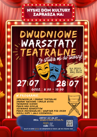 ZE SZTUKĄ MI DO TWARZY - DWUDNIOWE WARSZTATY TEATRALNE